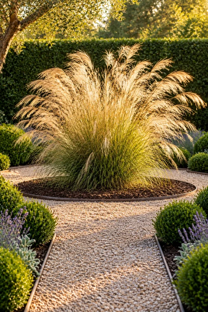 One tall ornamental grass as a garden focal point – ornamental grasses in landscaping