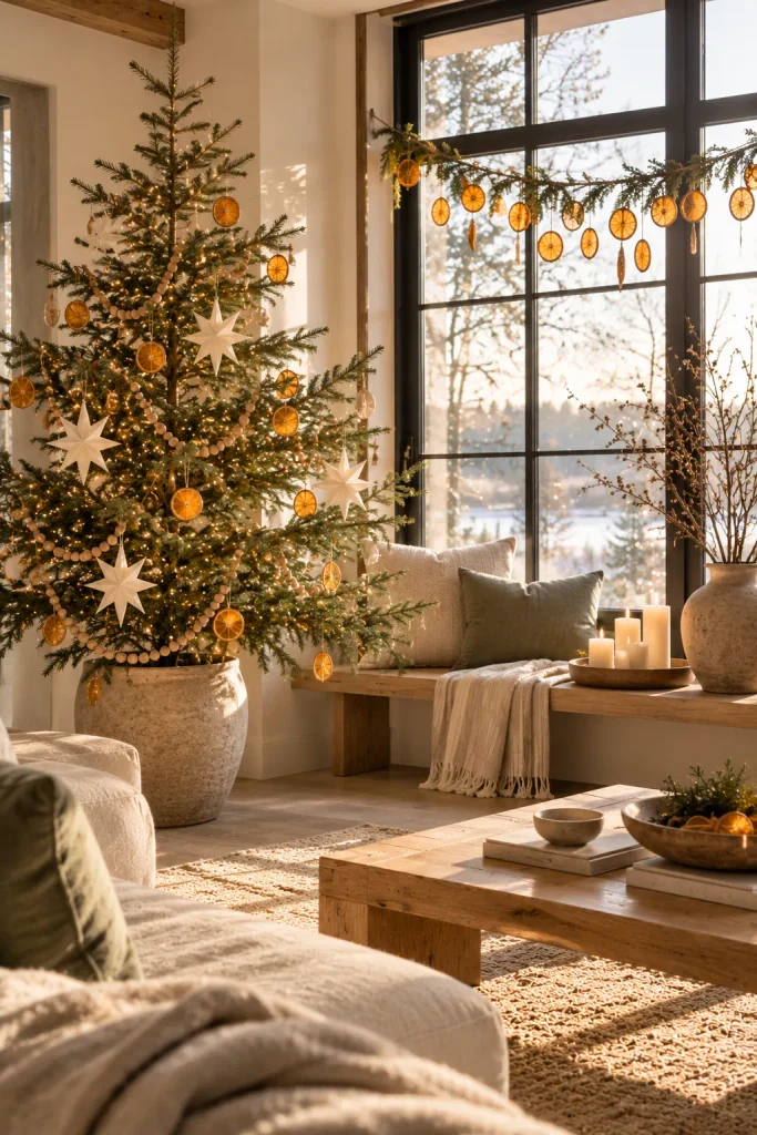 Classy Christmas decor idea: a natural japandi christmas with dried citrus
