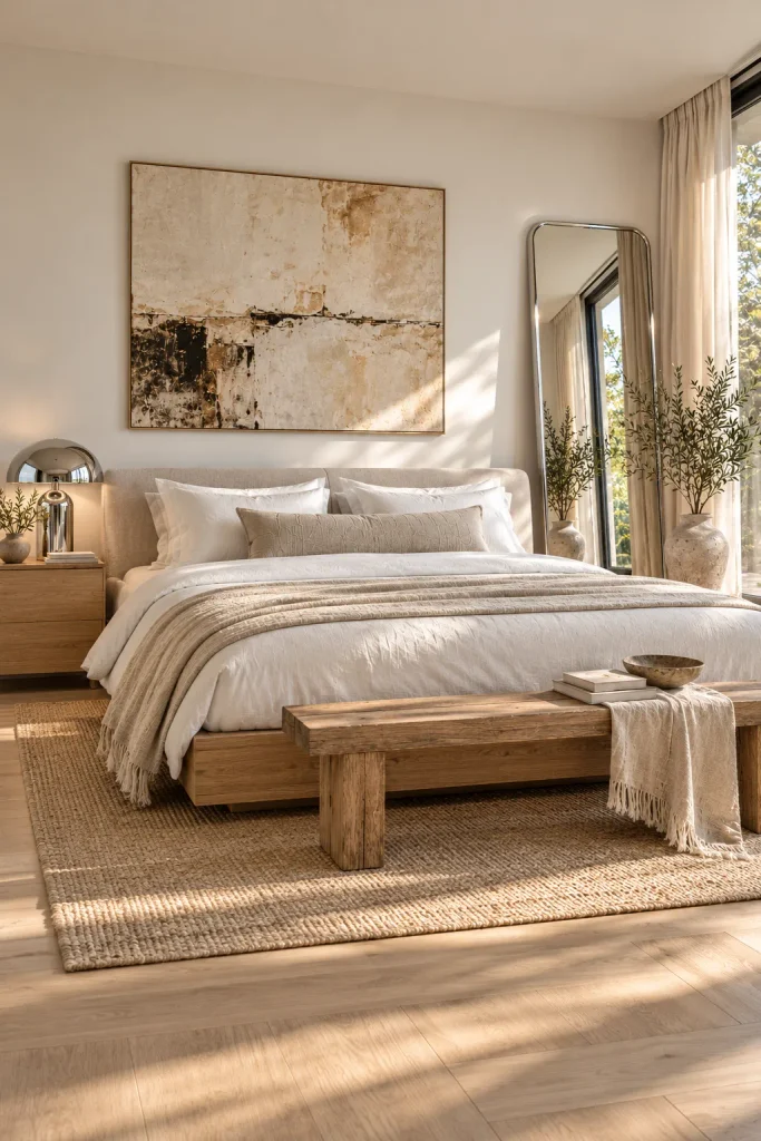 Chrome accents in a minimalist bedroom – minimalist bedroom idea