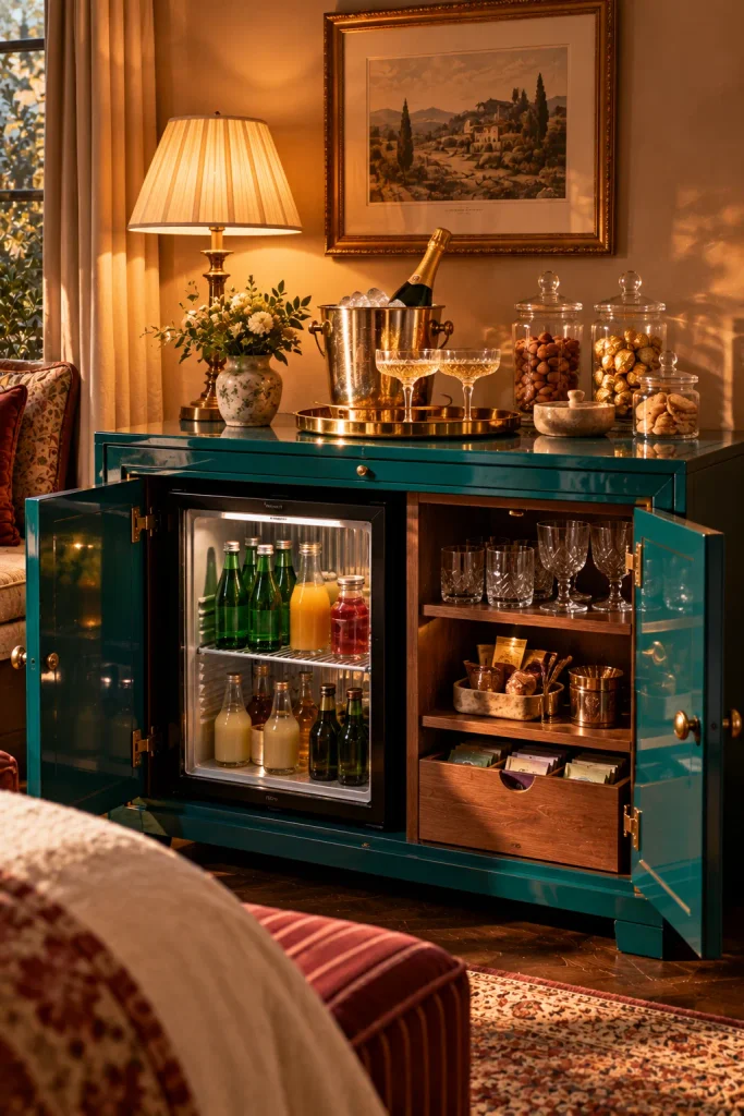 Guest bedroom idea: build a little minibar cabinet