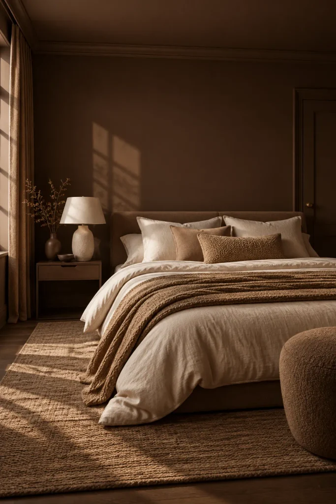 Color-drenched minimalist bedroom in one shade – minimalist bedroom idea