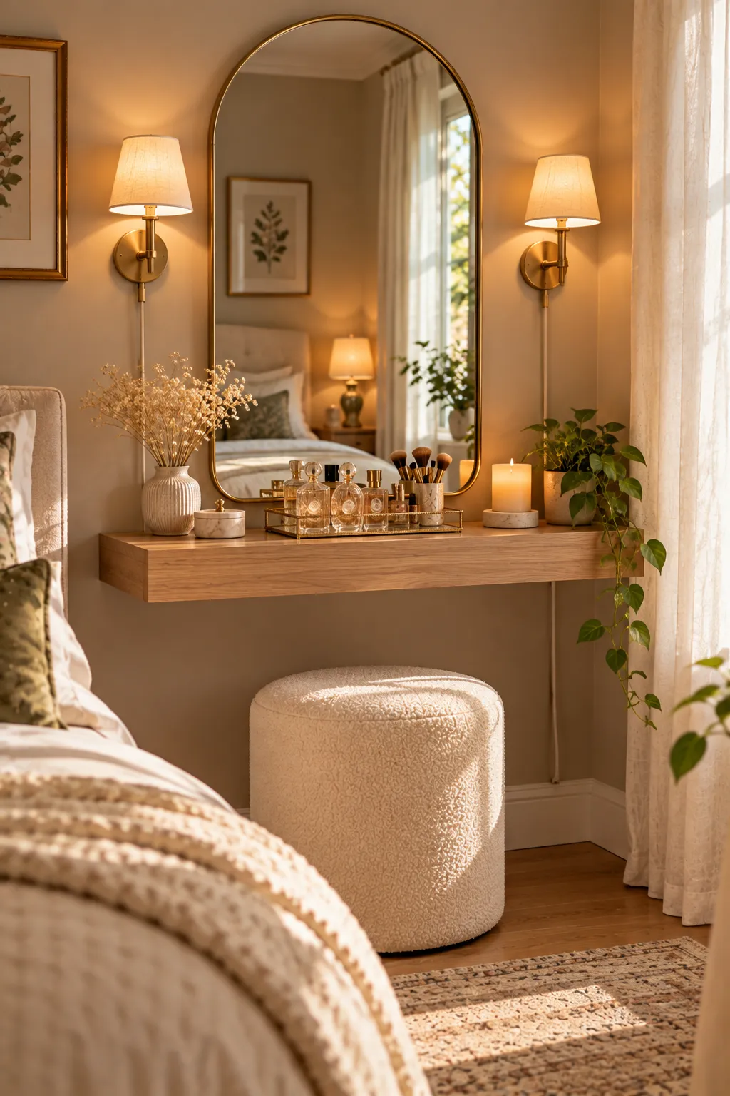 Pretty vanity nook in a small bedroom – small bedroom vanity ideas