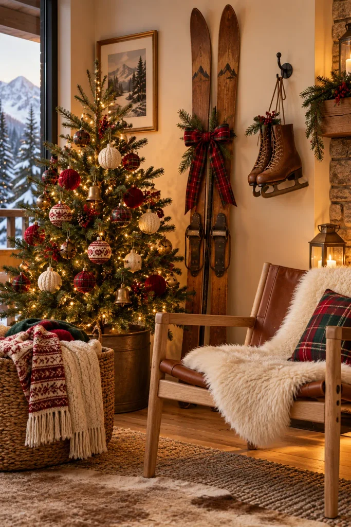 Ralph Lauren inspired Christmas idea: create an aspen ski lodge christmas corner