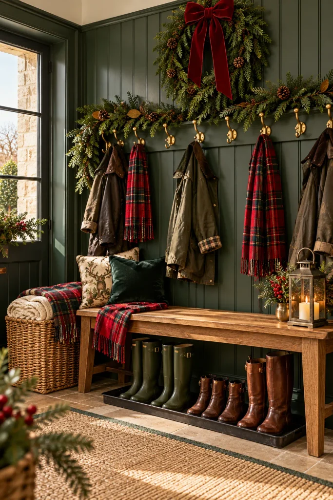 Ralph Lauren inspired Christmas idea: deck out a country boot room