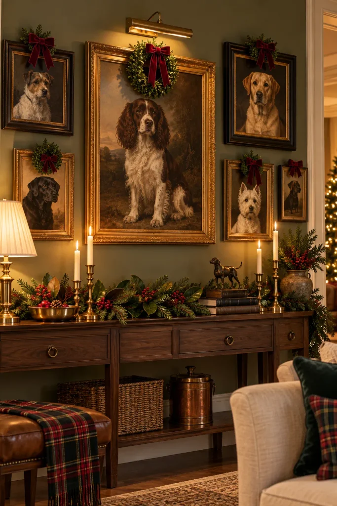 Ralph Lauren inspired Christmas idea: dress a gallery of dog portraits for the holidays