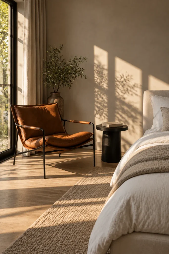 Statement chair in a minimalist bedroom – minimalist bedroom idea