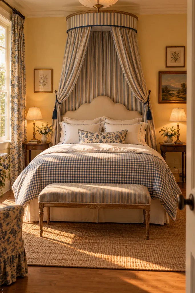 Guest bedroom idea: hang a canopy over the bed