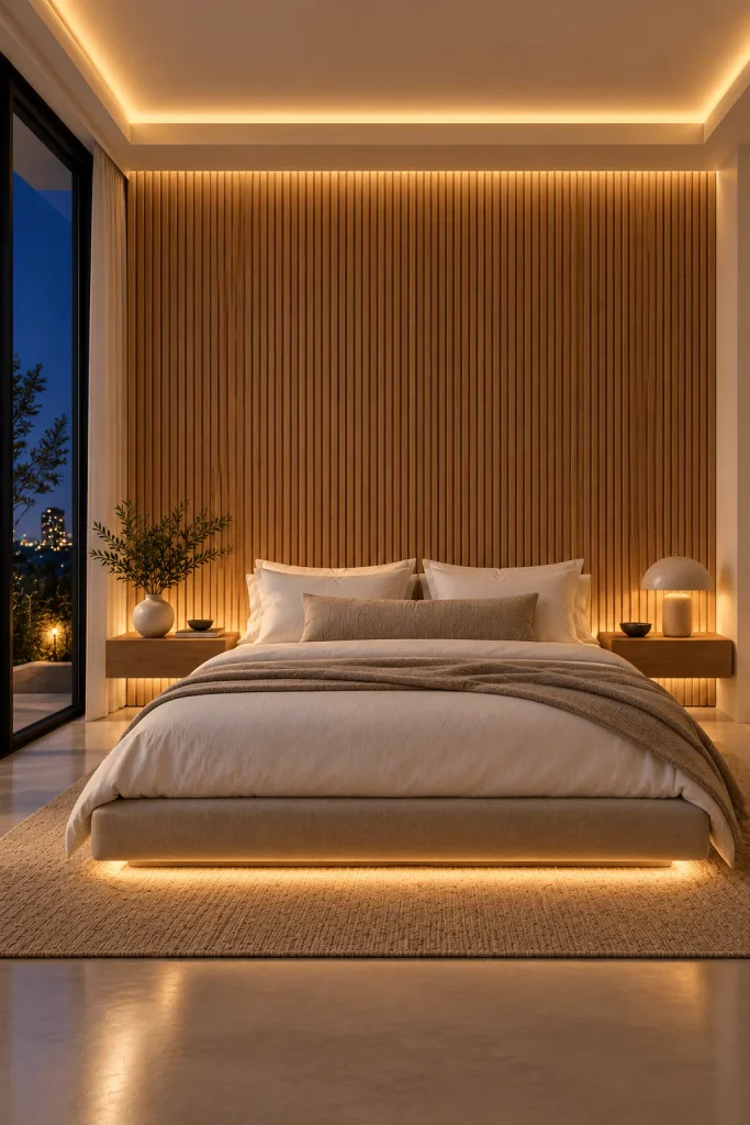 Hidden LED strip glow in a minimalist bedroom – minimalist bedroom idea