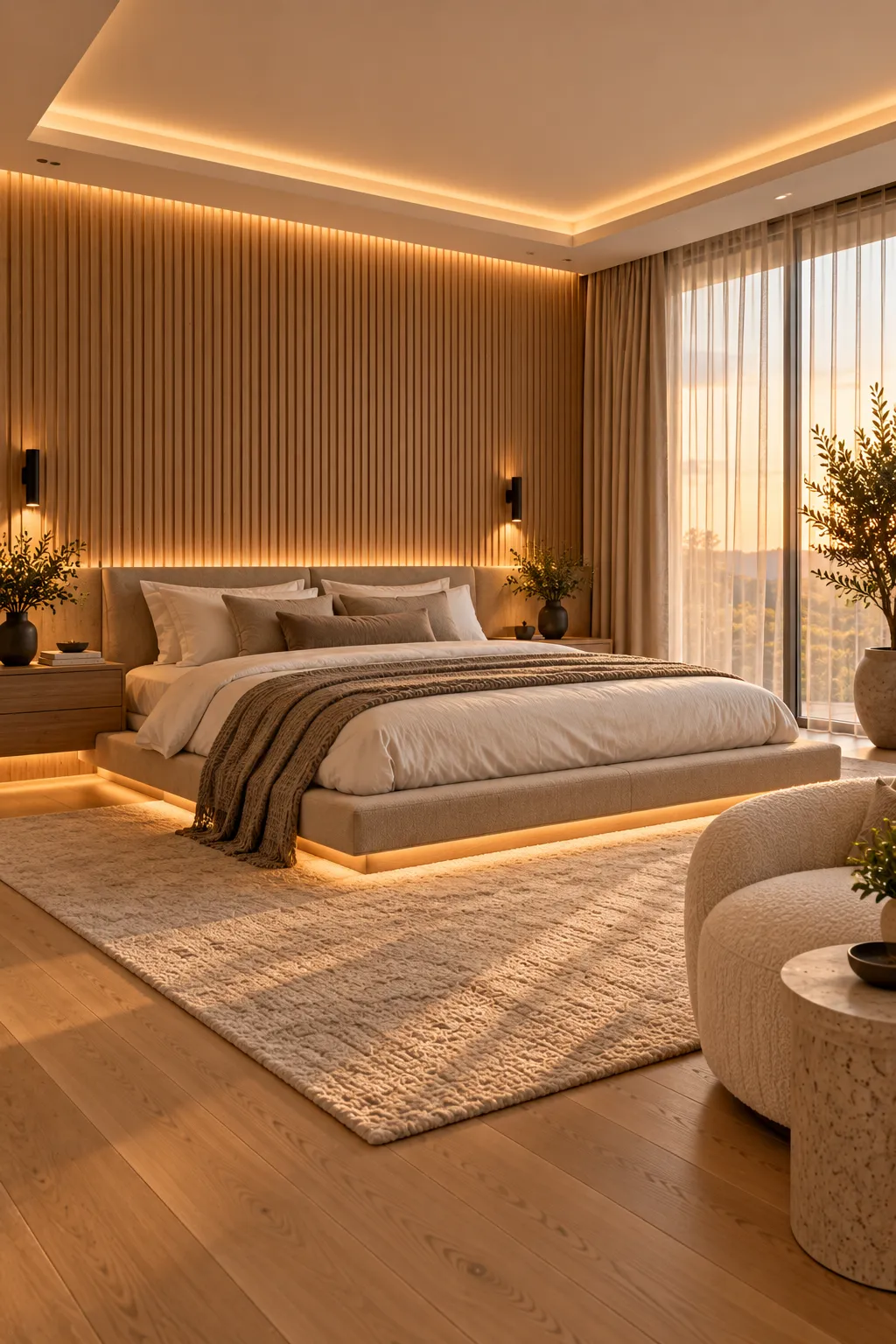 Stylish master bedroom makeover with layered textures and warm lighting – master bedroom makeover ideas