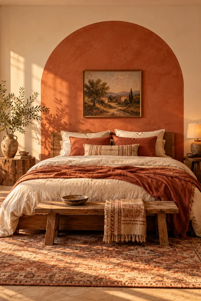 Boho bedroom idea: paint an arch behind the bed
