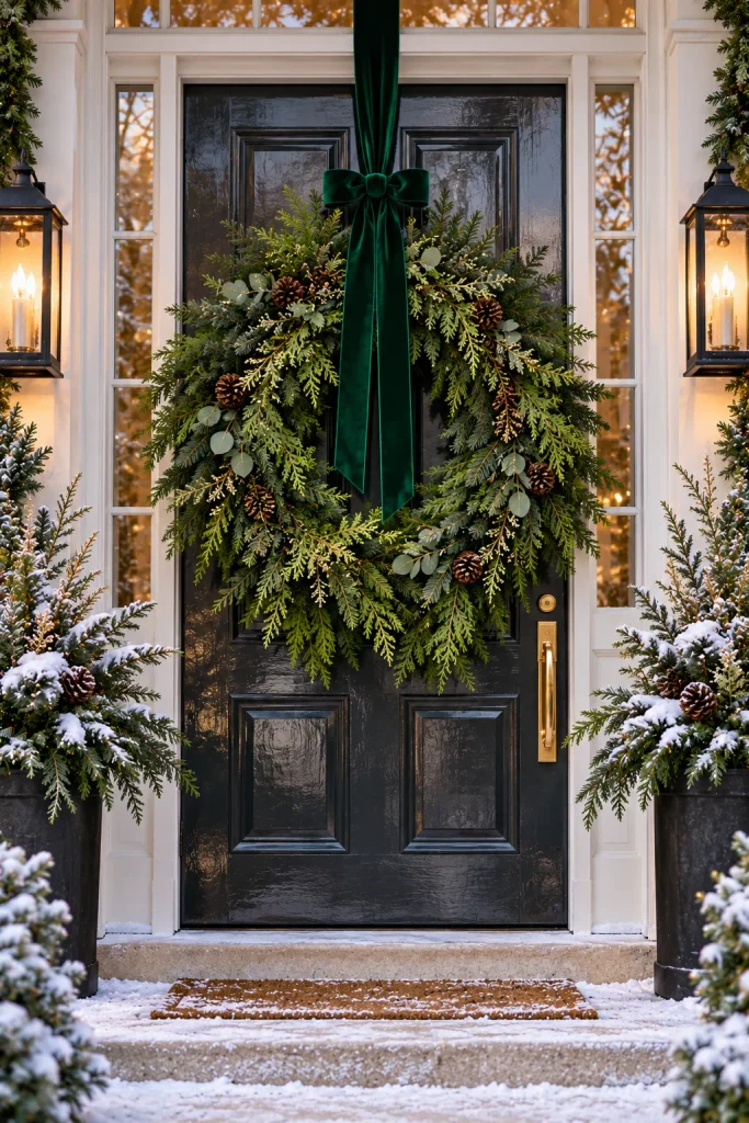 Christmas front porch idea: start with one statement wreath
