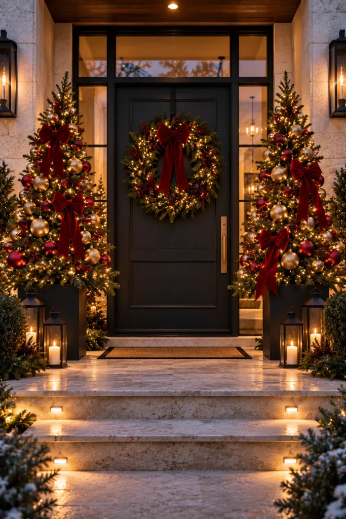 Christmas tree idea: the front porch tree pair