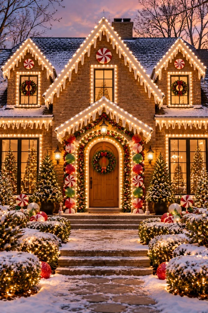 Outdoor Christmas decoration idea: turn your facade into a gingerbread house