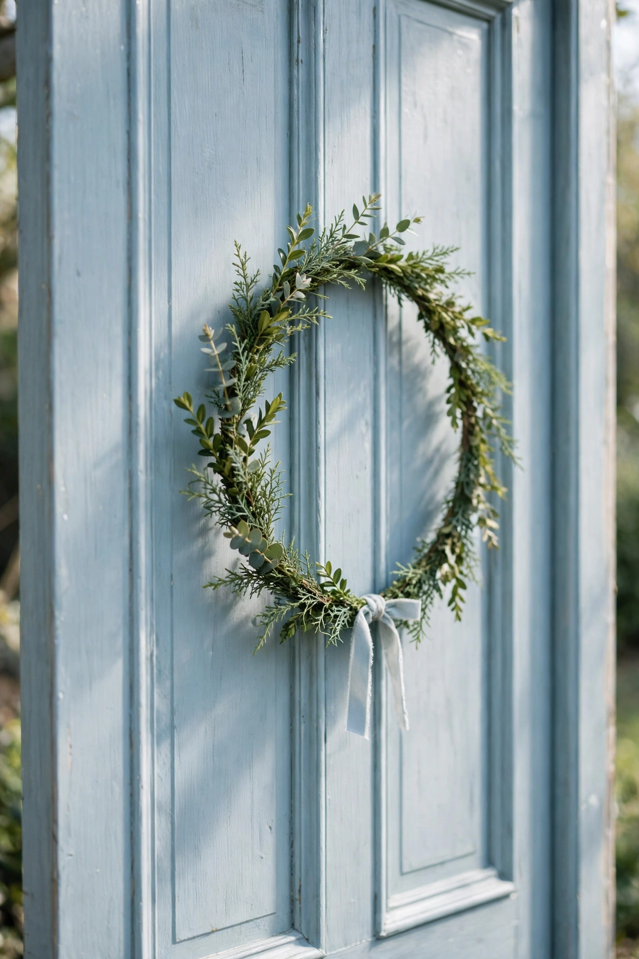 Christmas Wreaths that work on small doors and flat fronts with a slim flat wreath